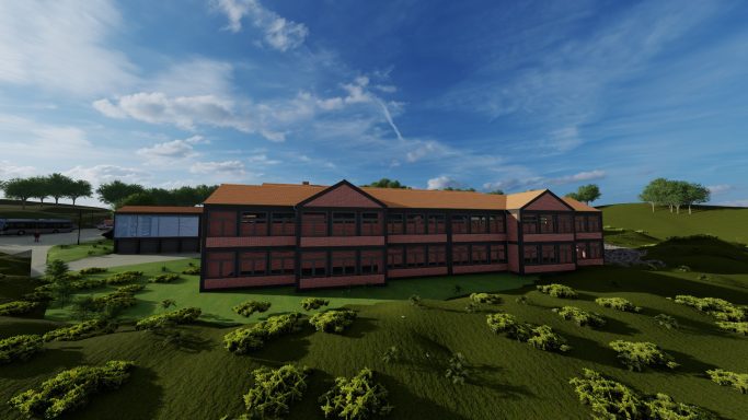 3D-Rendering Oberschule Ottbergen Frontansicht