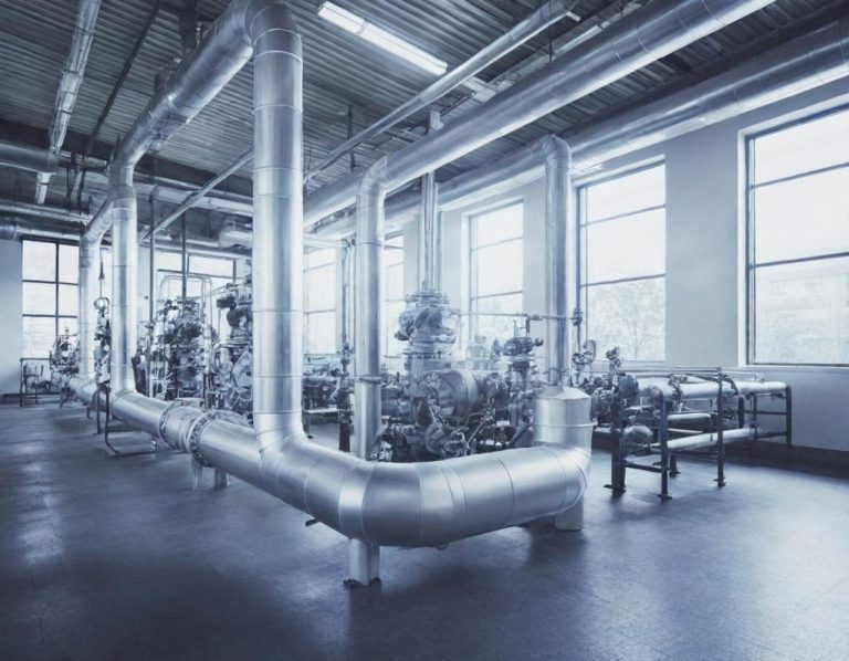 Industrie-Rohrleitungen und Armaturen – Beispiel für TGA-Rohrnetz