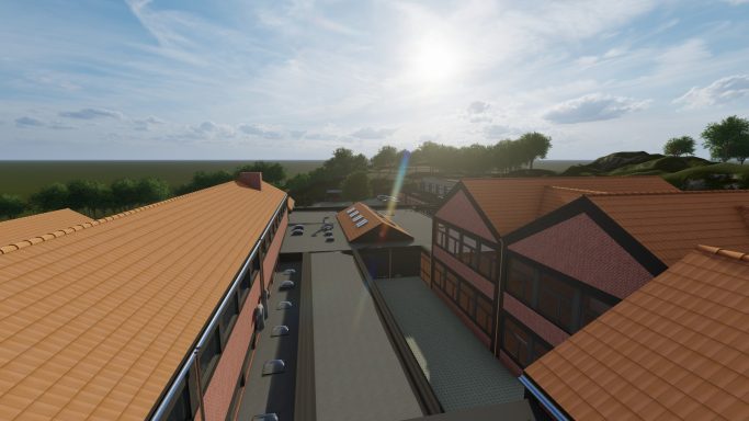 3D-Rendering Oberschule Ottbergen Blick vom Dach