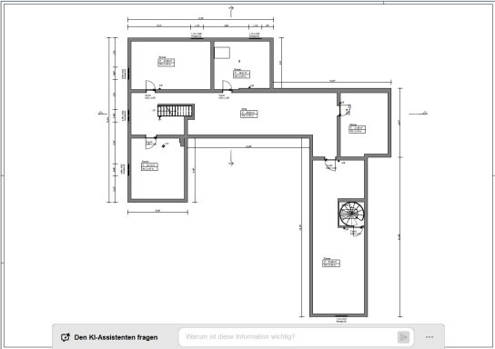 Bestandsgrundriss des Kellergeschosses eines Bauernhauses in Isernhagen mit exakten Geometrien aus einer 3D-Laserscan-Bestandsaufnahme.