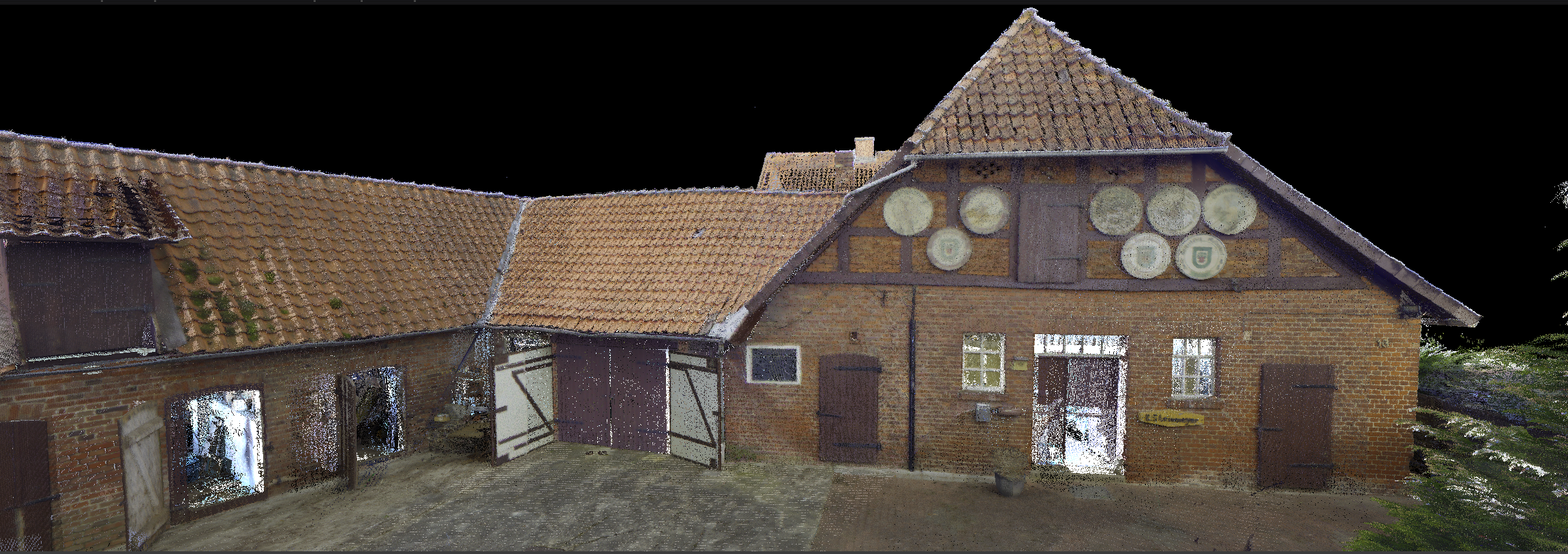 Punktwolke eines historischen Bestandsgebäudes als digitale 3D-Bestandsdokumentation