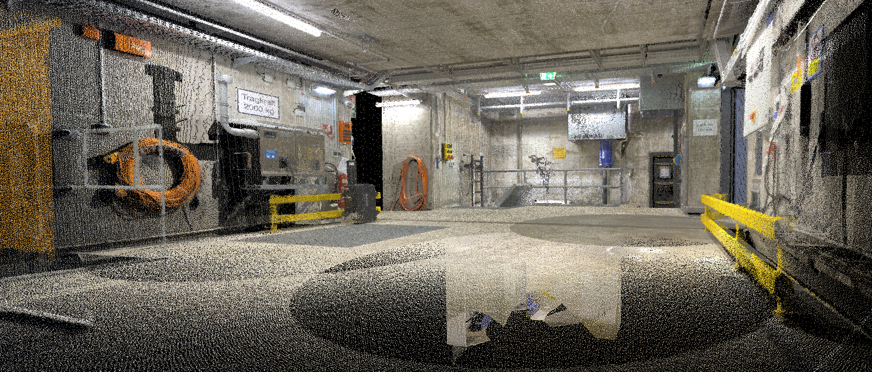 Punktwolkenansicht eines Technikraums der Schleuse Uelzen